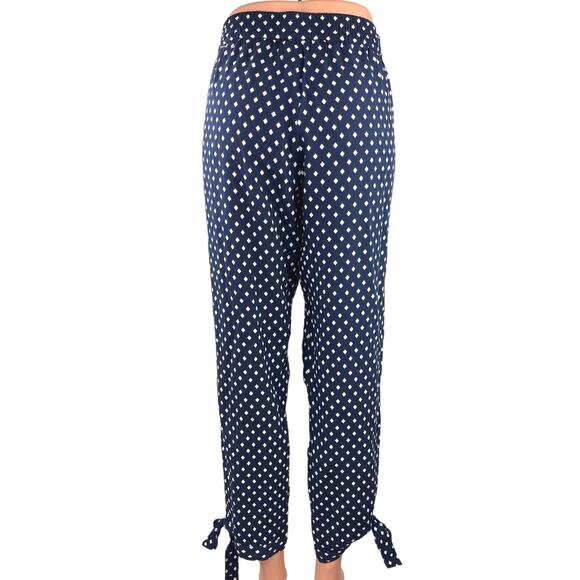 New Monday To Sunday Blue Diamond Print High Rise Elastic Waist Trouser Pants M - Picture 3 of 5